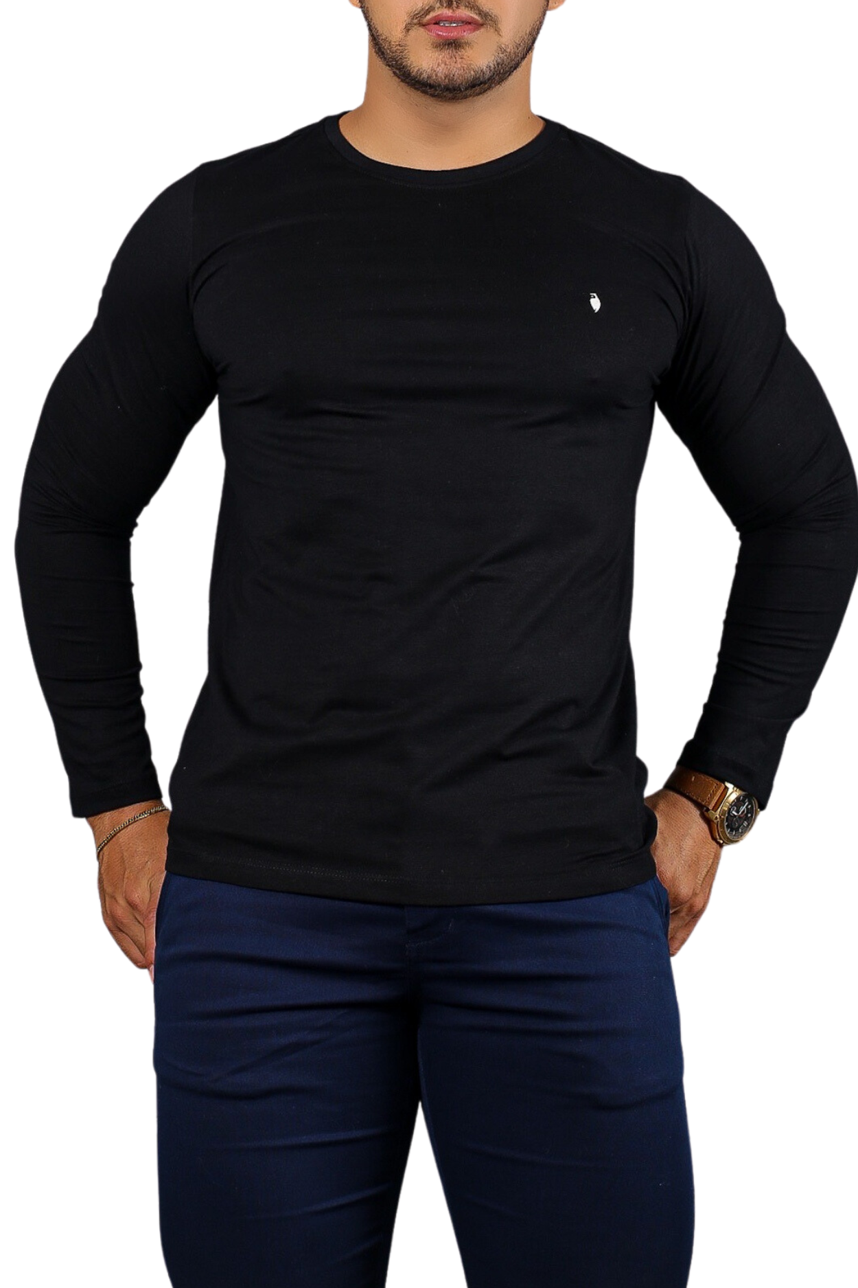 CAMISETA LISA -GOLA O-FIO 30.1 MANGA LONGA- VARIAS CORES-PNG.