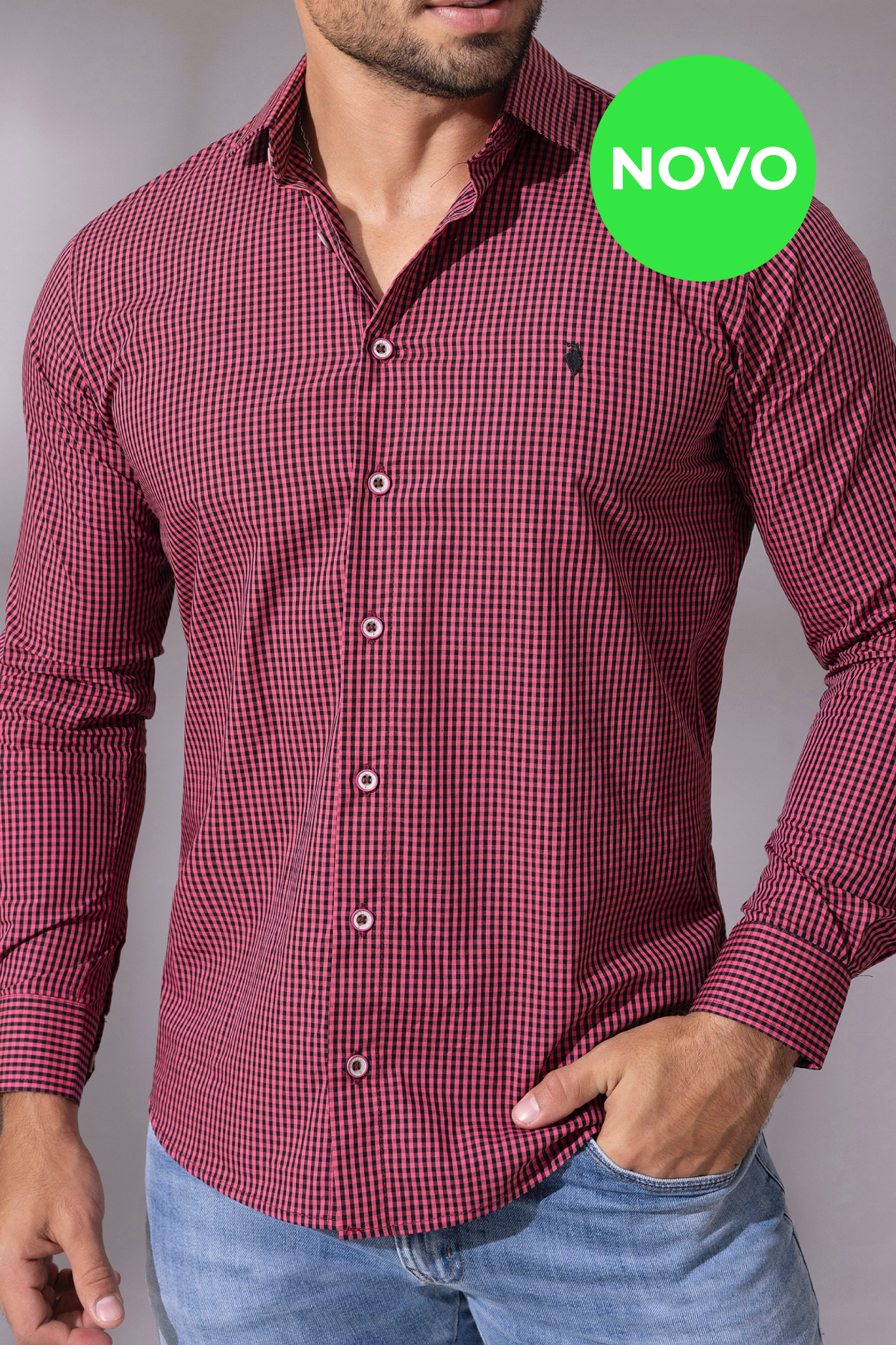 CAMISA XADREZ- MANGA LONGA- VARIAS CORES E TAMANHOS-PNG.